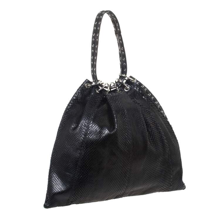 Pre Owned Versace Black Python Satchel 