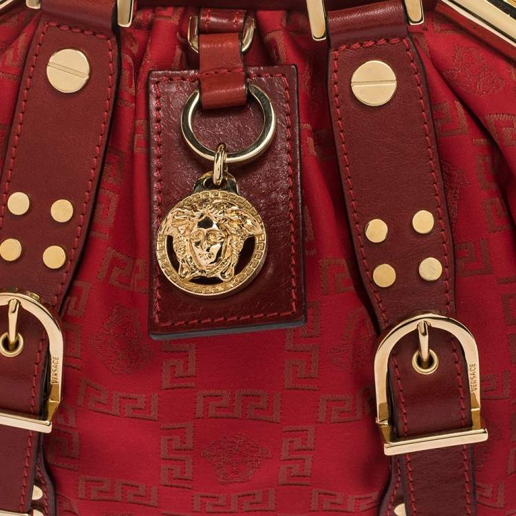 Pre Owned Versace Red Signature Fabric and Leather Madonna Satchel