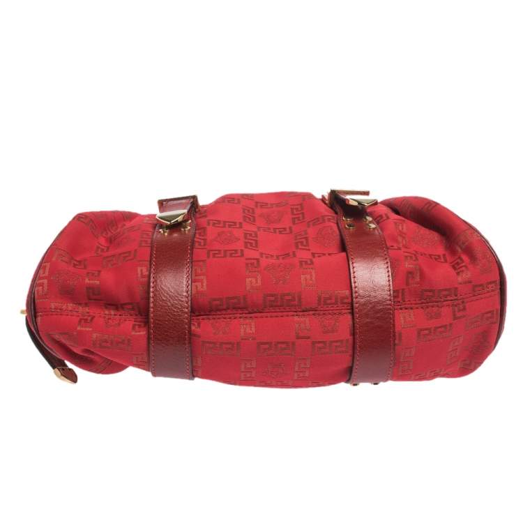 Pre Owned Versace Red Signature Fabric and Leather Madonna Satchel