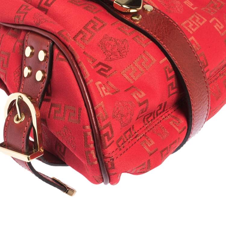 Pre Owned Versace Red Signature Fabric and Leather Madonna Satchel