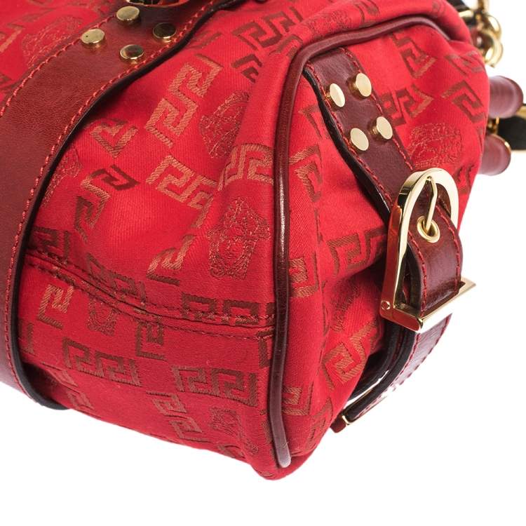 Pre Owned Versace Red Signature Fabric and Leather Madonna Satchel