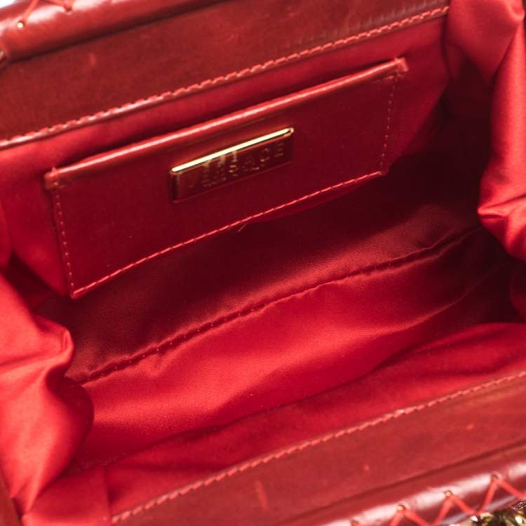 Pre Owned Versace Red Signature Fabric and Leather Madonna Satchel
