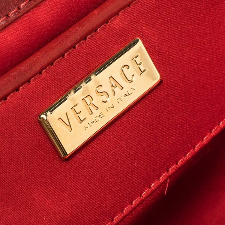 Pre Owned Versace Red Signature Fabric and Leather Madonna Satchel