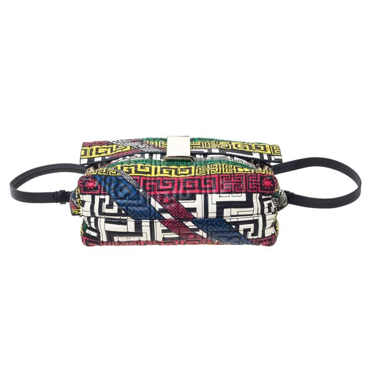 Pre Owned Versace Multicolor Quilted Leather Greek Crossbody Bag