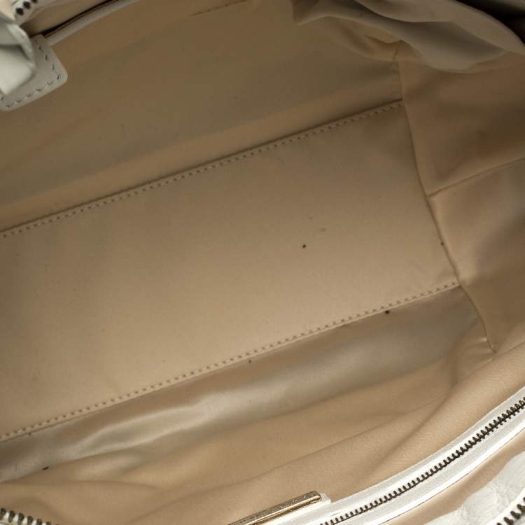 Pre Owned Versace Ivory Quilted and Woven Patent Leather Hobo
