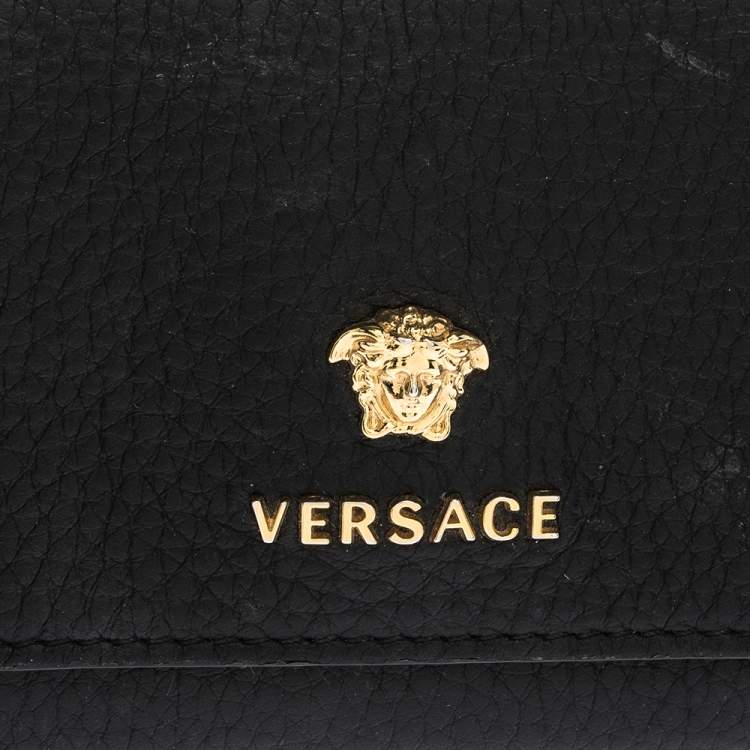 Pre Owned Versace Black Leather Medusa Continental Wallet