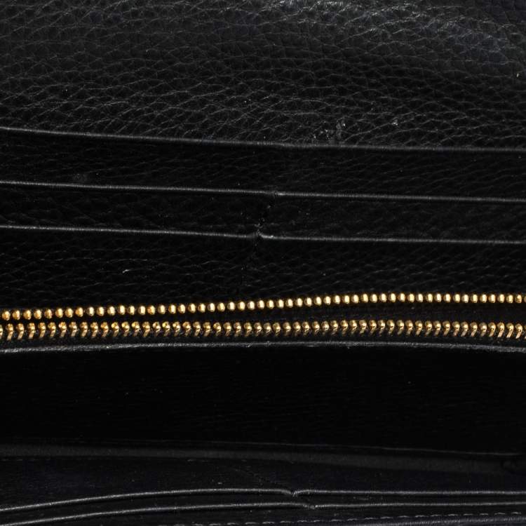 Pre Owned Versace Black Leather Medusa Continental Wallet