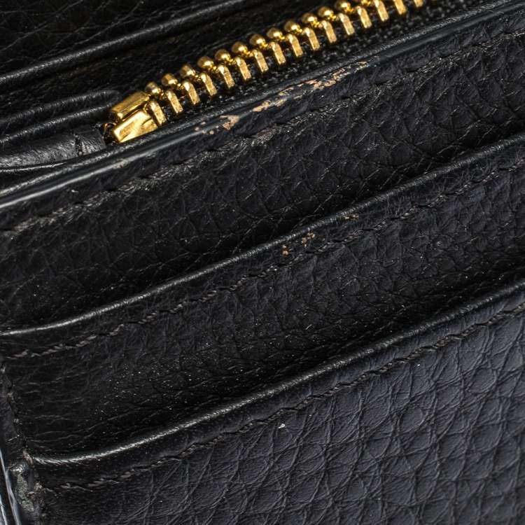Pre Owned Versace Black Leather Medusa Continental Wallet