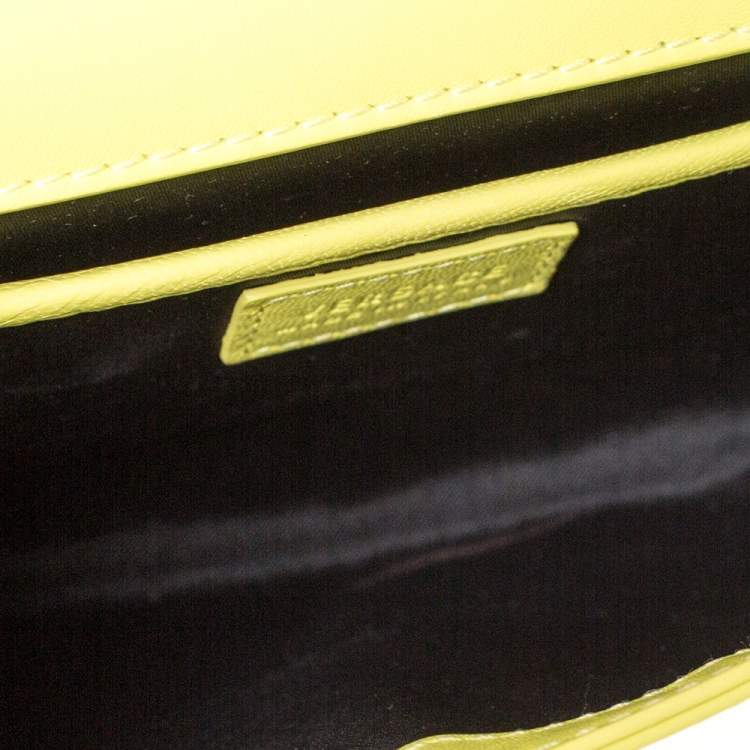 Pre Owned Versace Yellow Patent Leather Medusa Chain Clutch