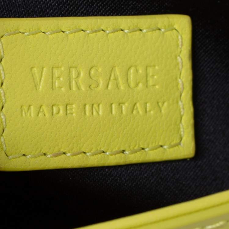 Pre Owned Versace Yellow Patent Leather Medusa Chain Clutch