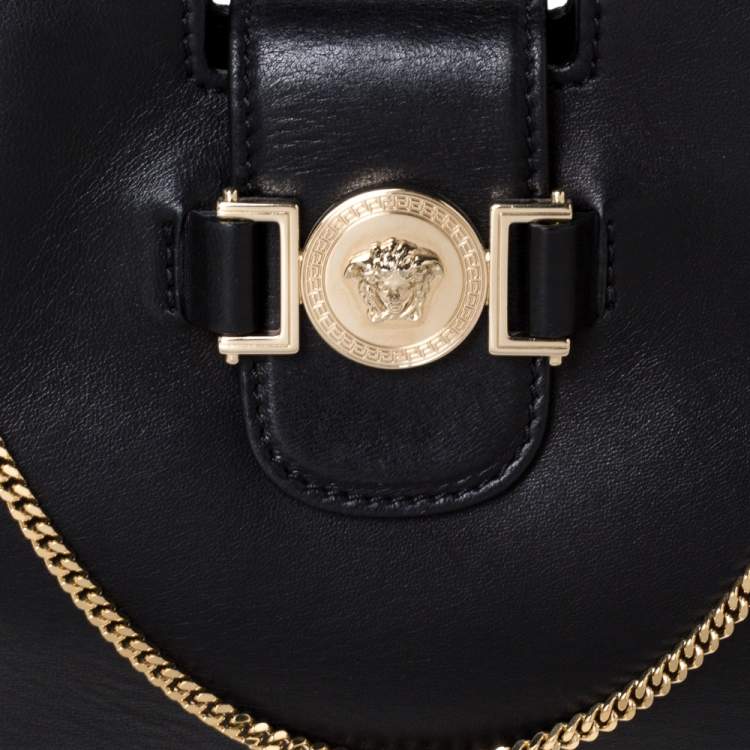 Pre Owned Versace Black Leather Medusa Medallion Bag