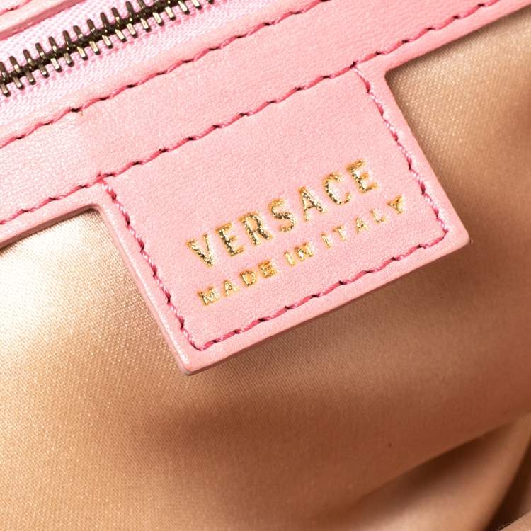 Pre Owned Versace Pink Leather Venita Bow Satchel 