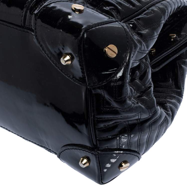 Pre Owned Versace Black Patent Leather Snap Out Of It Satchel