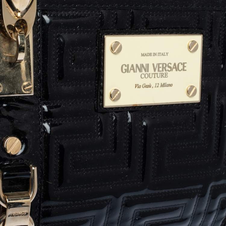 Pre Owned Versace Black Patent Leather Snap Out Of It Satchel