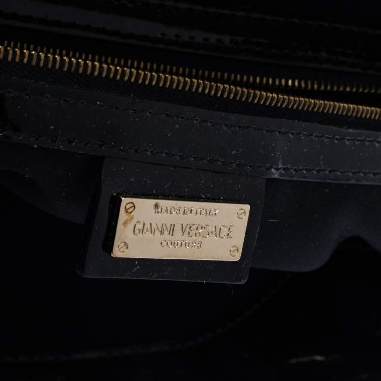 Pre Owned Versace Black Patent Leather Snap Out Of It Satchel