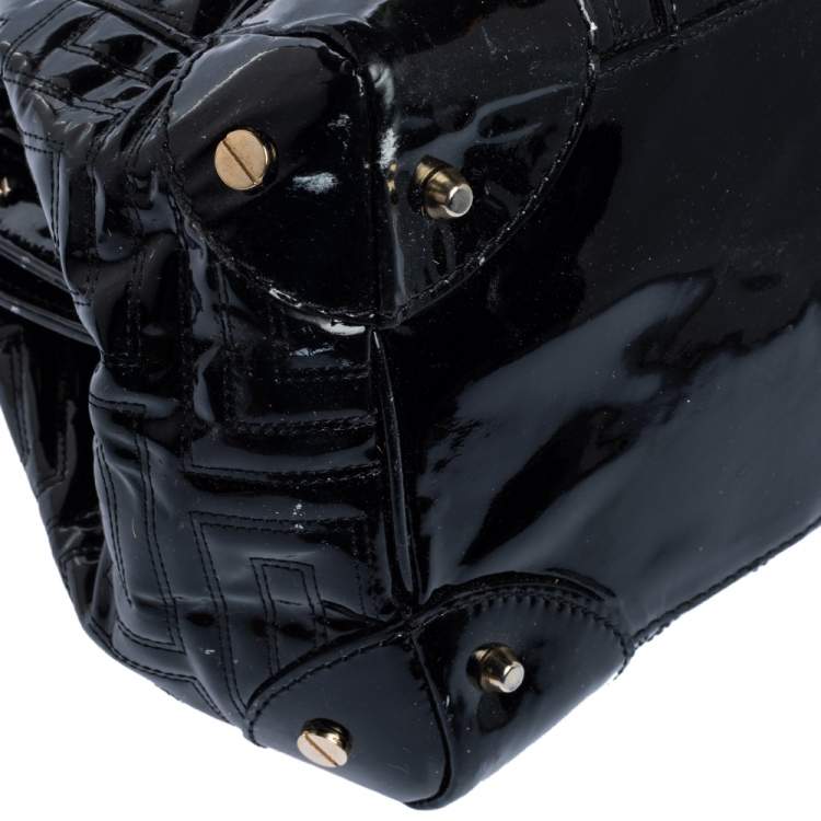 Pre Owned Versace Black Patent Leather Snap Out Of It Satchel