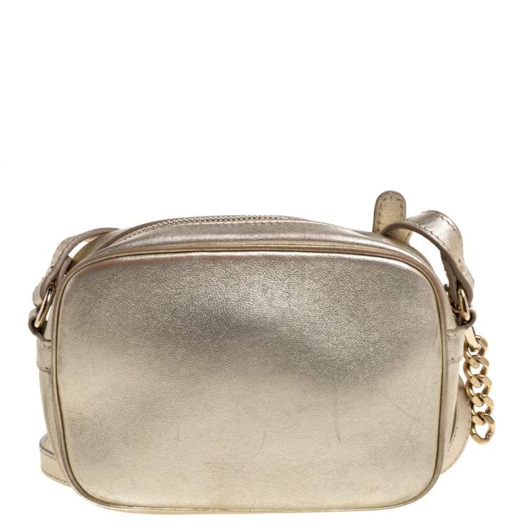 Pre Owned Versace Metallic Gold Leather Palazzo Medusa Camera Crossbody Bag