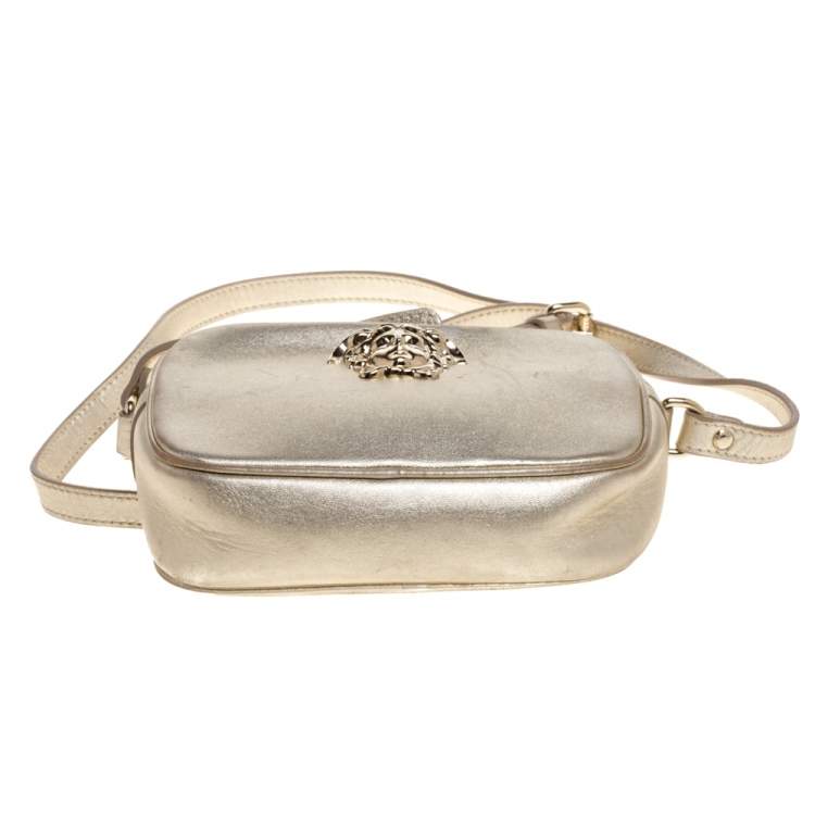 Pre Owned Versace Metallic Gold Leather Palazzo Medusa Camera Crossbody Bag