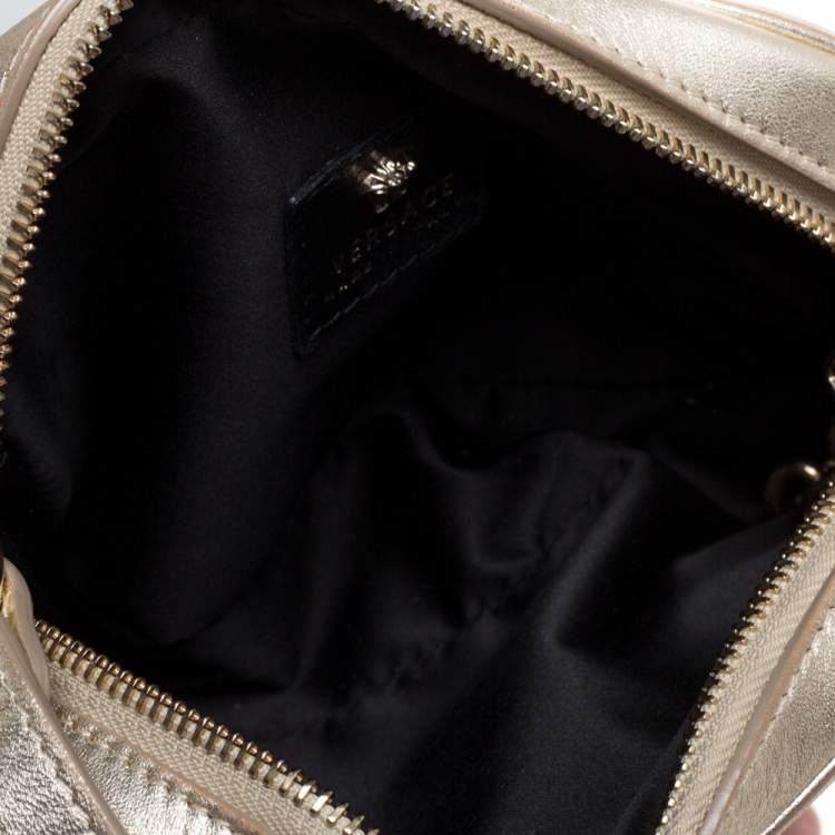 Pre Owned Versace Metallic Gold Leather Palazzo Medusa Camera Crossbody Bag