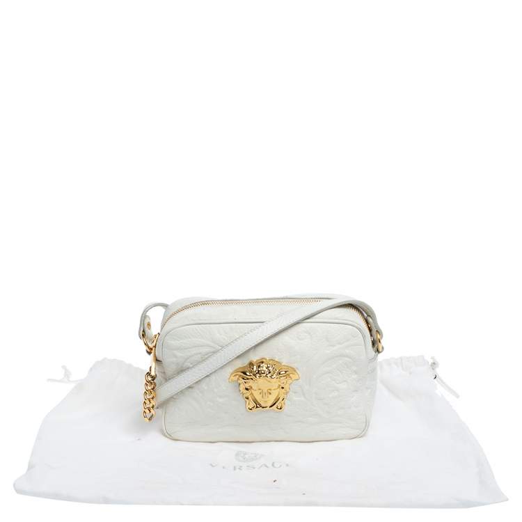 Pre Owned Versace White Leather Palazzo Medusa Camera Crossbody Bag