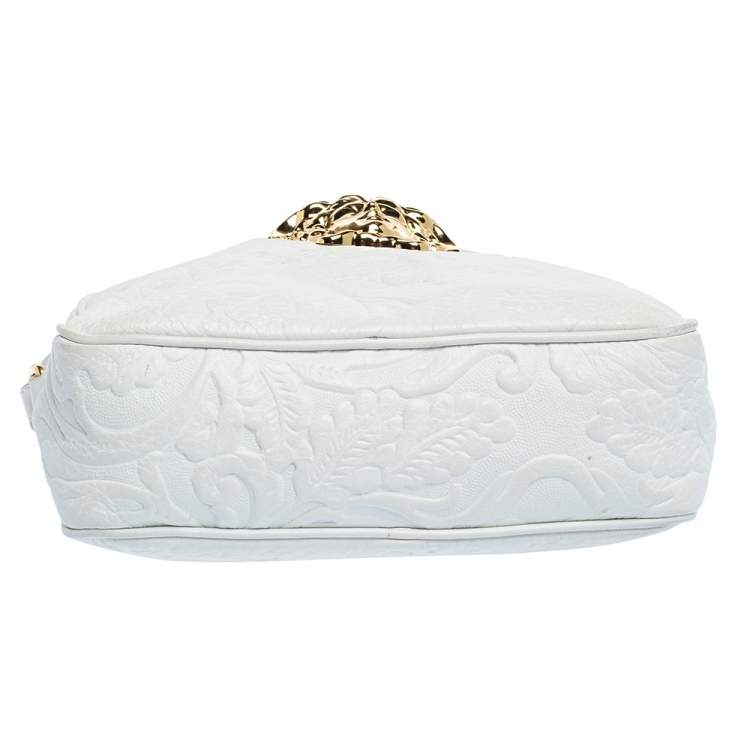 Pre Owned Versace White Leather Palazzo Medusa Camera Crossbody Bag