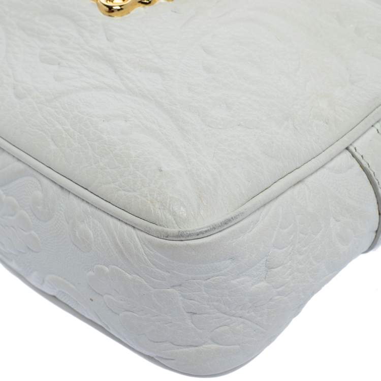 Pre Owned Versace White Leather Palazzo Medusa Camera Crossbody Bag