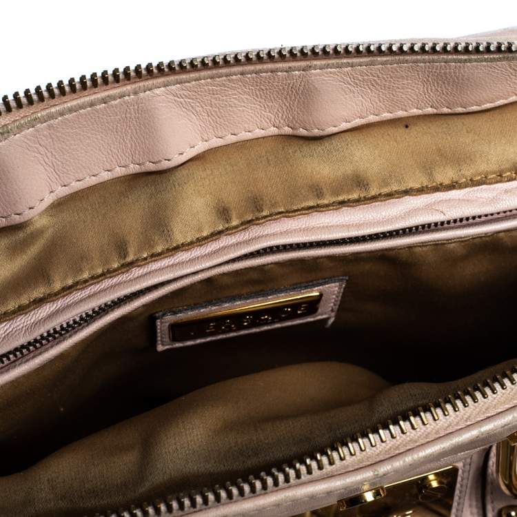 Pre Owned Versace Pink Quilted Leather Snap Out Of It Satchel