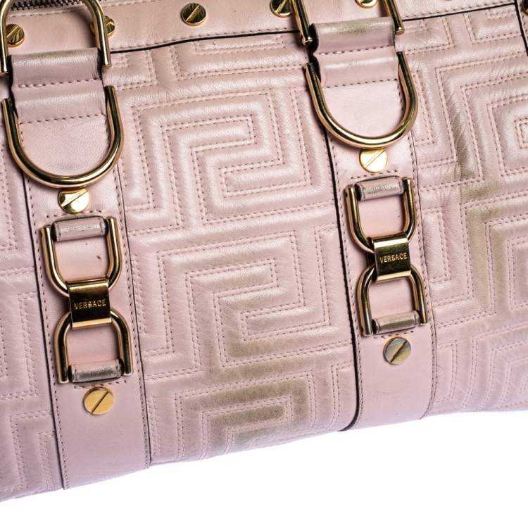 Pre Owned Versace Pink Quilted Leather Snap Out Of It Satchel