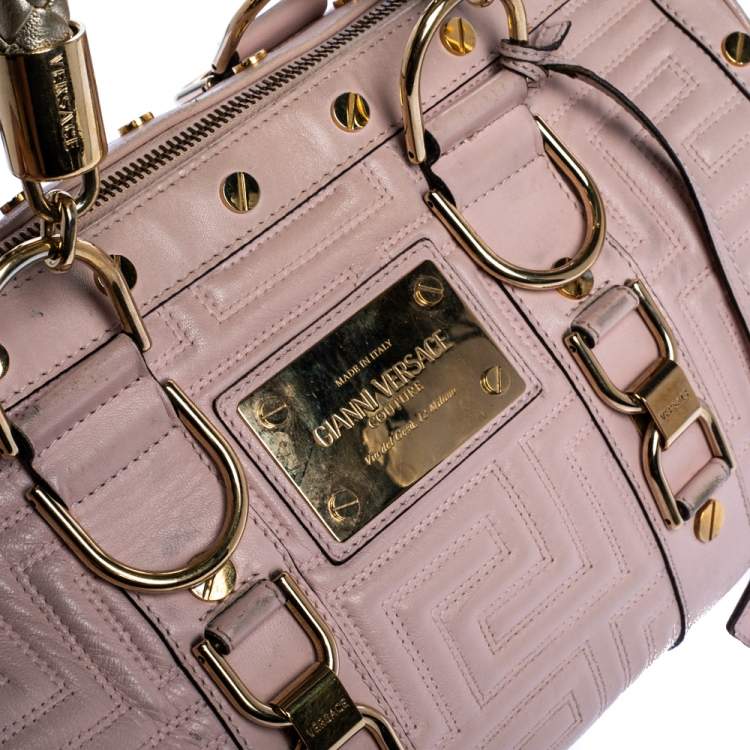 Pre Owned Versace Pink Quilted Leather Snap Out Of It Satchel