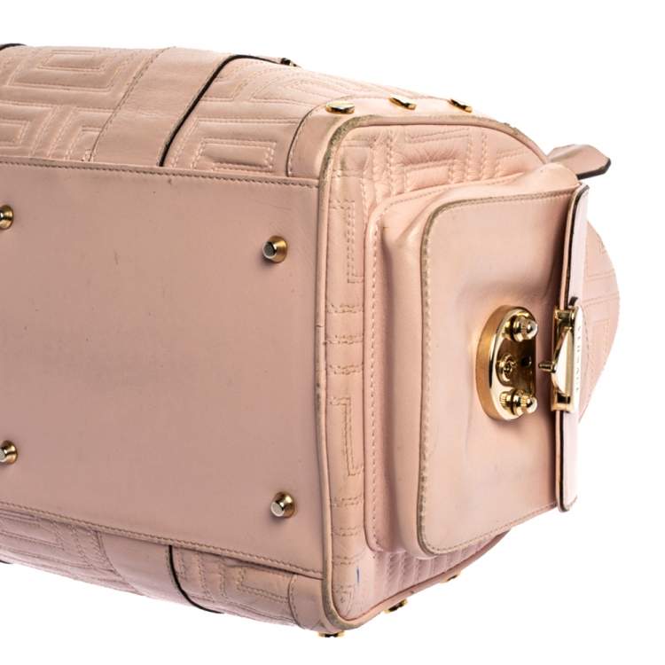 Pre Owned Versace Pink Quilted Leather Snap Out Of It Satchel
