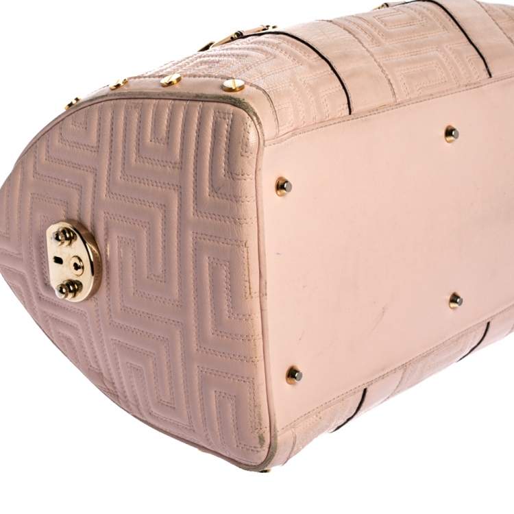 Pre Owned Versace Pink Quilted Leather Snap Out Of It Satchel