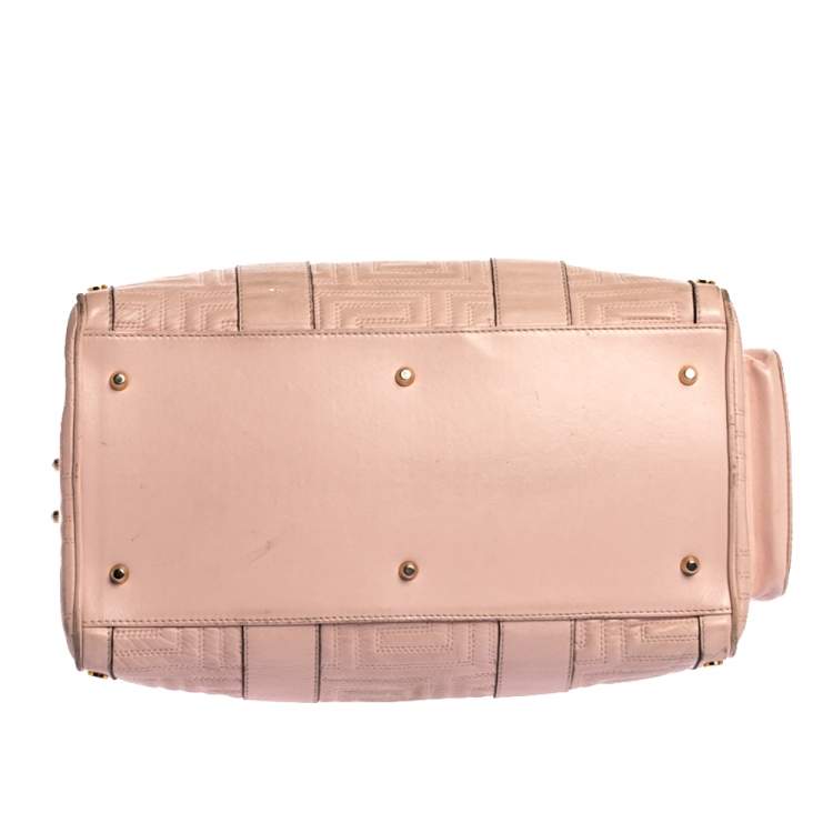 Pre Owned Versace Pink Quilted Leather Snap Out Of It Satchel