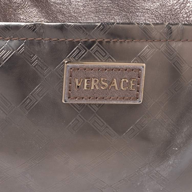 Pre Owned Versace Metallic Leather Pocket Shoulder Bag