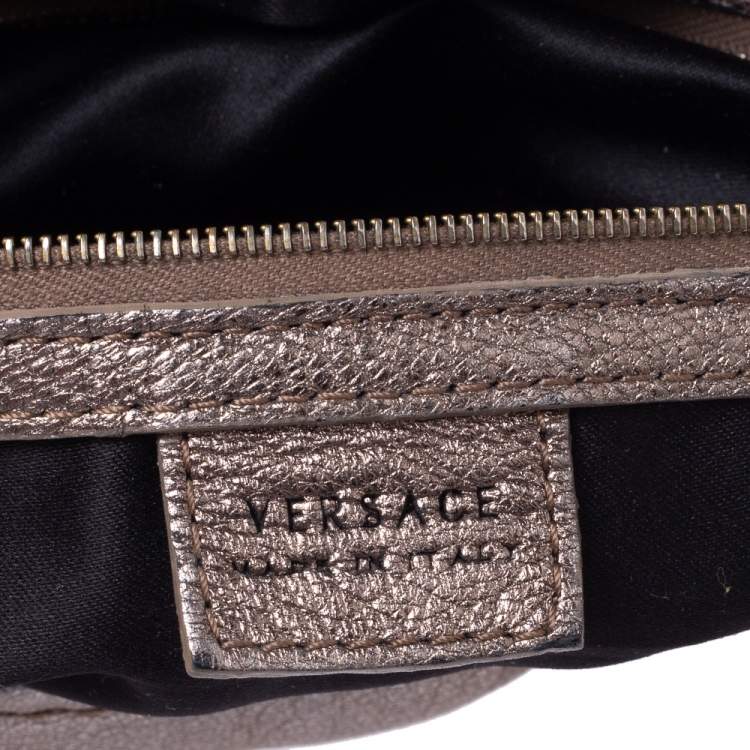 Pre Owned Versace Metallic Leather Pocket Shoulder Bag