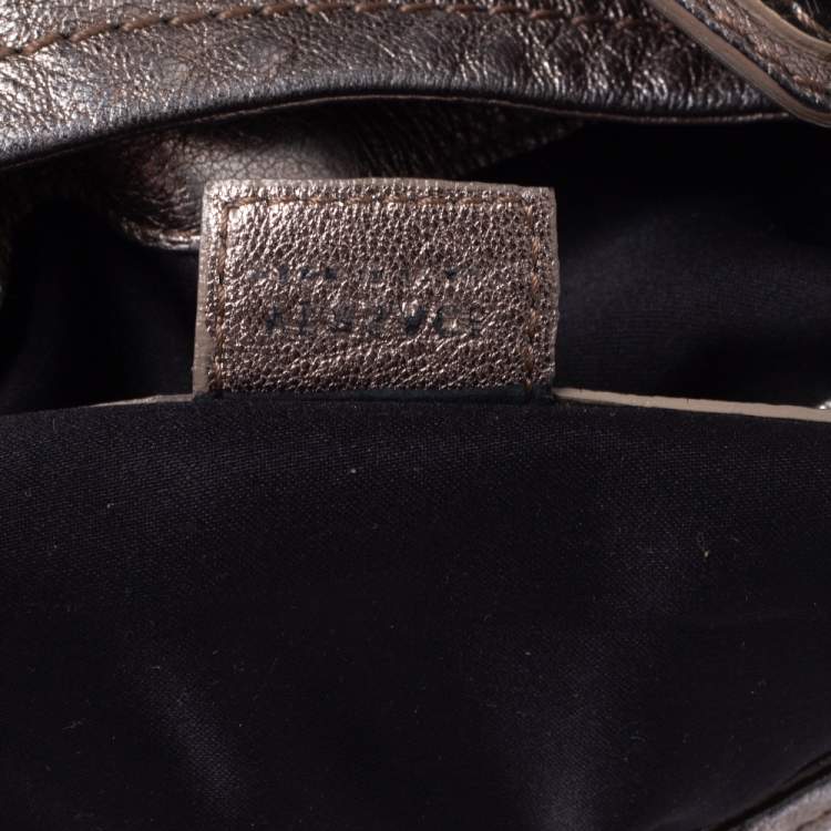 Pre Owned Versace Metallic Leather Pocket Shoulder Bag