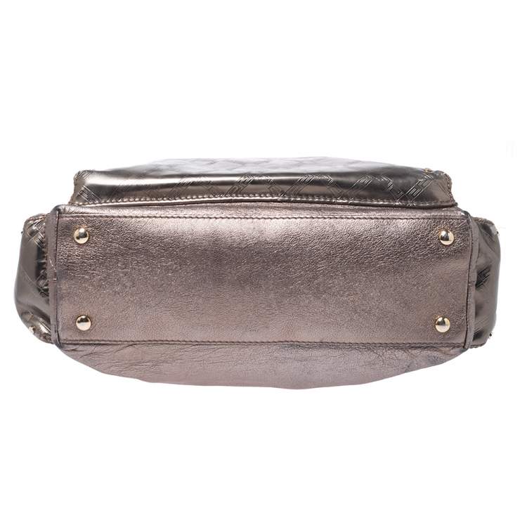 Pre Owned Versace Metallic Leather Pocket Shoulder Bag