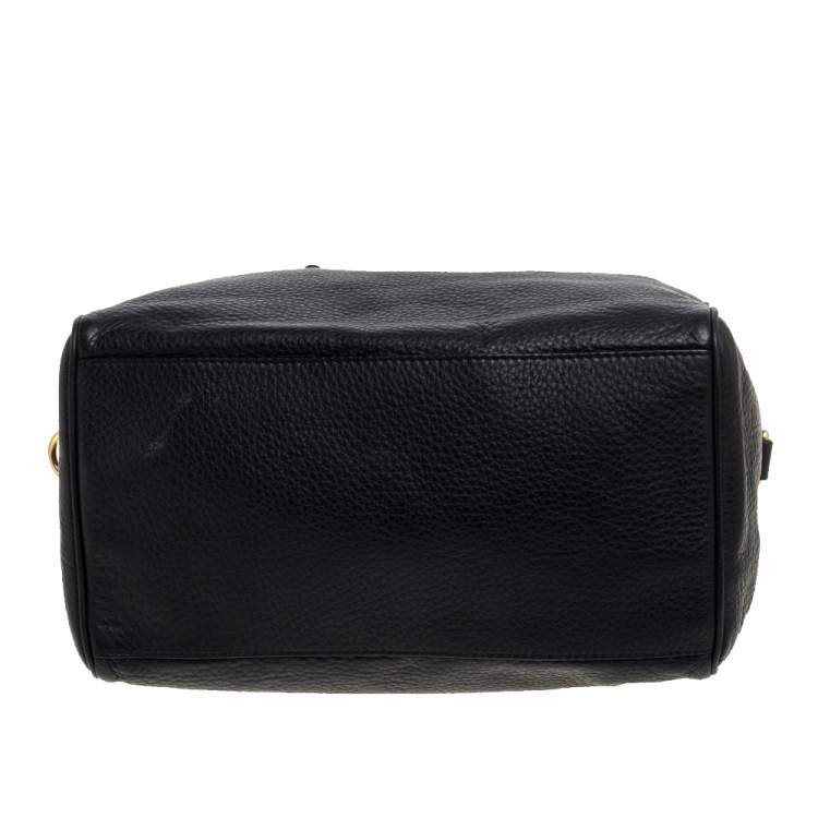 Pre Owned Versace Black Leather Medusa Boston Bag
