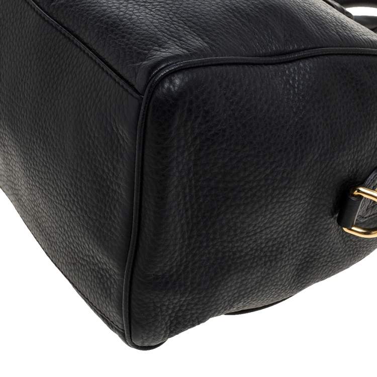 Pre Owned Versace Black Leather Medusa Boston Bag