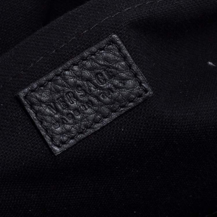 Pre Owned Versace Black Leather Medusa Boston Bag