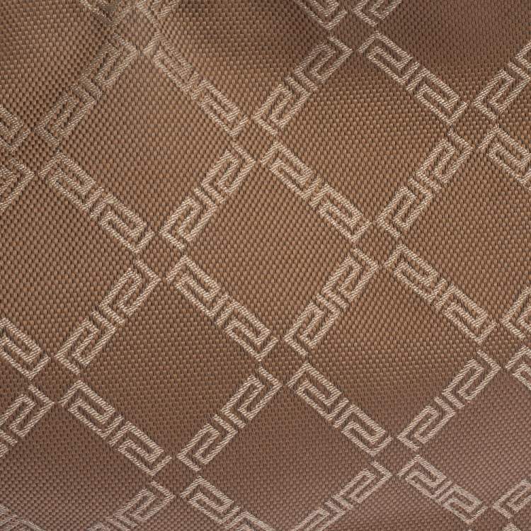 Pre Owned Versace Brown Signature Canvas and Leather Palazzo Plaque Shoulder Bag