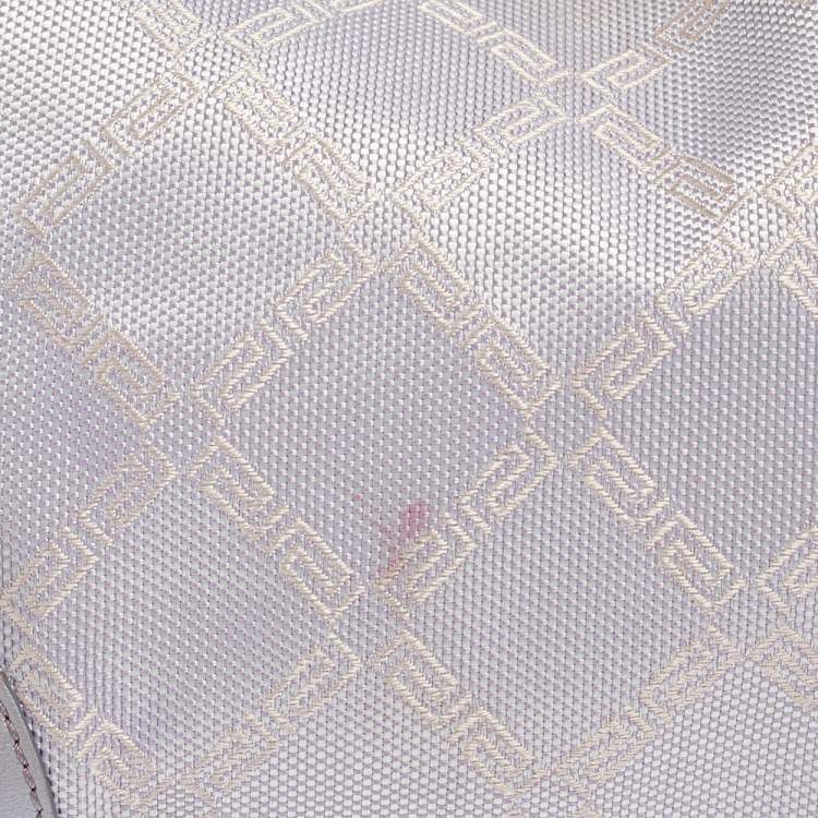 Pre Owned Versace Lilac Signature Canvas and Leather Small Studded Hobo