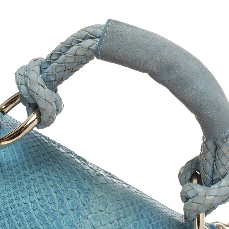 مملوكة مسبقًا Versace Blue Python and Suede Canyon Top Handle Bag