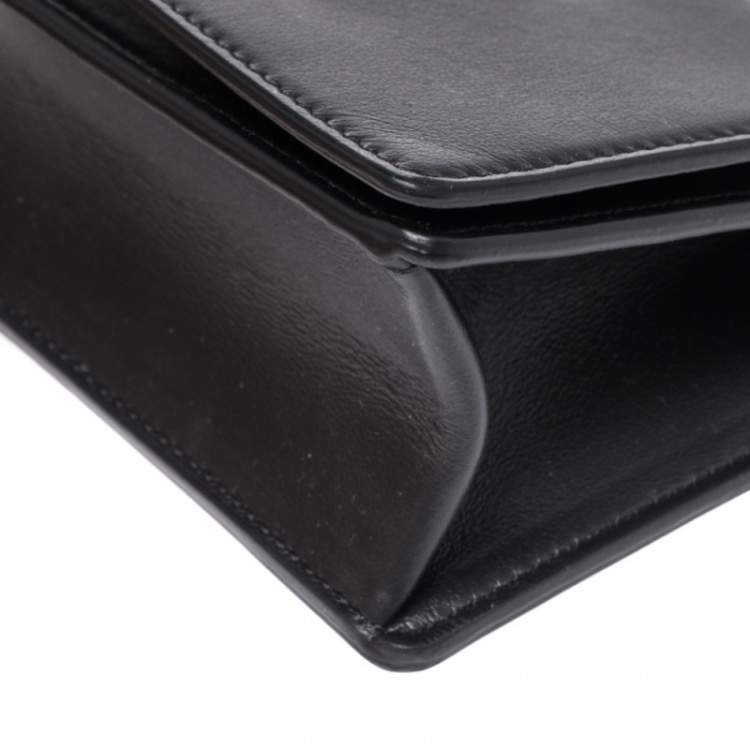 Pre Owned Versace Black Leather Mini Virtus Chain Wallet