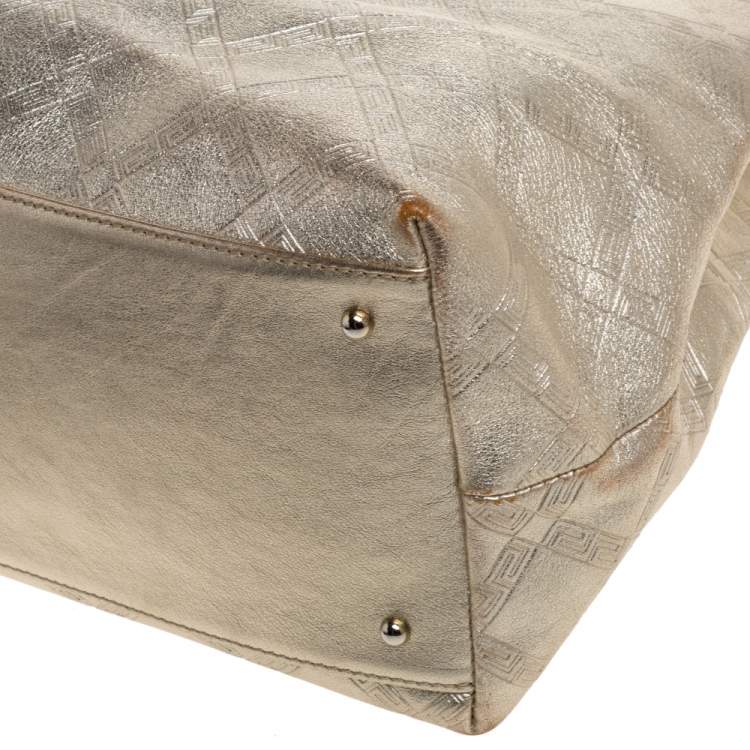 Pre Owned Versace Metallic Gold Leather Tote