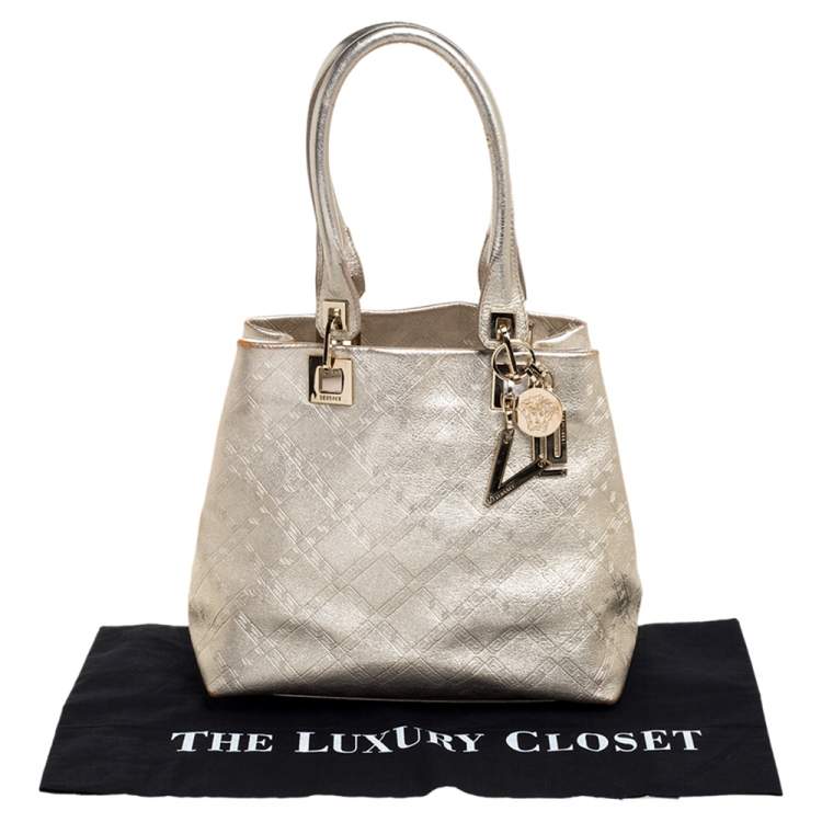 Pre Owned Versace Metallic Gold Leather Tote