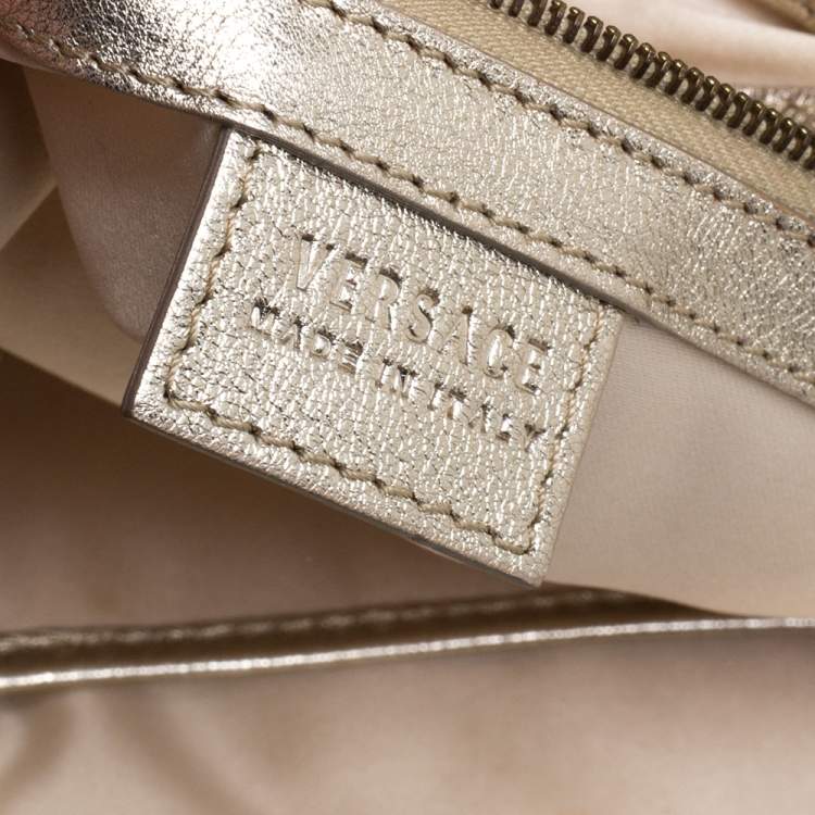 Pre Owned Versace Metallic Gold Leather Tote