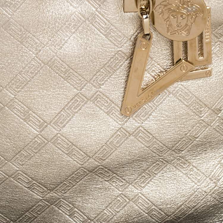 Pre Owned Versace Metallic Gold Leather Tote