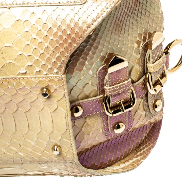 Pre Owned Versace Tricolor Glazed Python Canyon Top Handle Bag