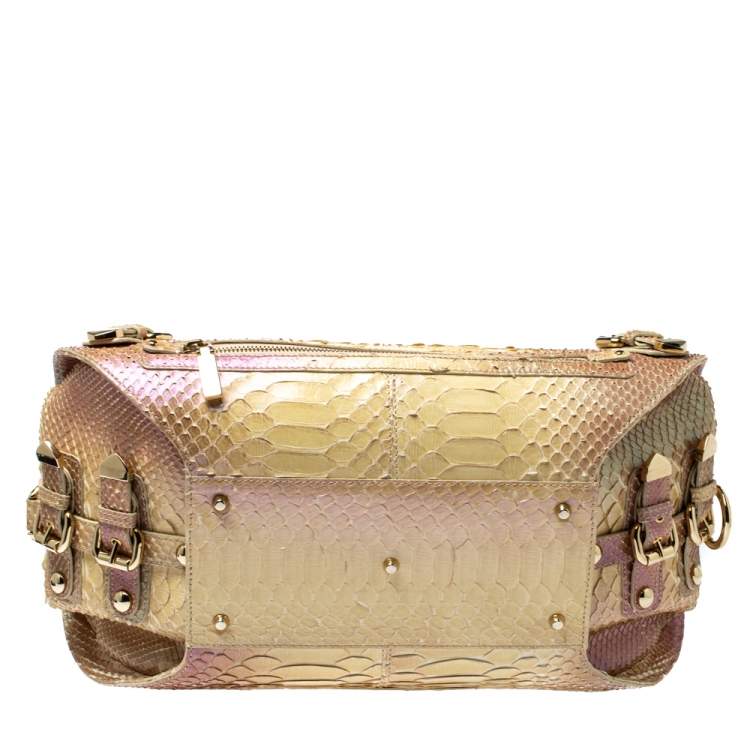 Pre Owned Versace Tricolor Glazed Python Canyon Top Handle Bag