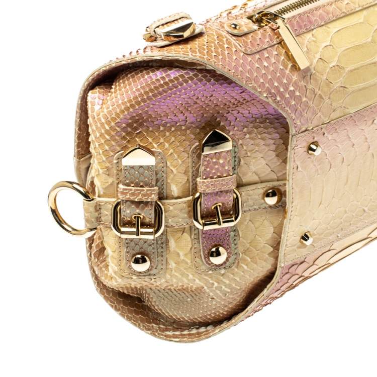 Pre Owned Versace Tricolor Glazed Python Canyon Top Handle Bag